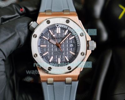 Replica Audemars Piguet Royal Oak Offshore Diver SS Grey Dial Grey Rubber Strap 42MM